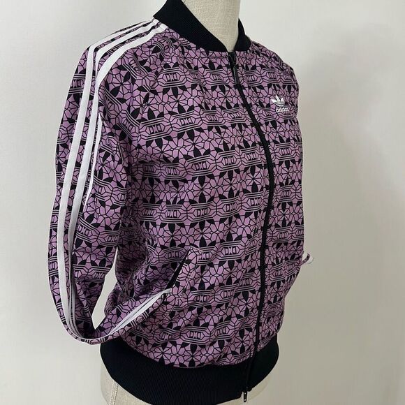 Adidas Tops - Adidas Originals All Over Print Track Magic Berry & Black Women’s Sz XS